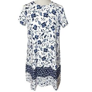 NWT J. Jill Wherever Collection White Blue
Floral Dress.  Size Small Petite